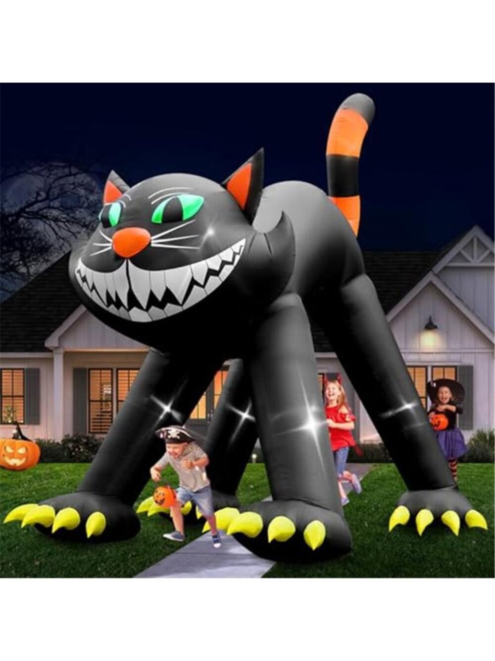 14FT Giant Halloween Inflatable Black Cat Blow up Halloween Decoration